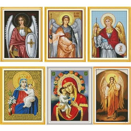 Stamped Cross Stitch Kits Religious Figure Patterns Counted 11CT 14CT Printed Canvas Handmade Needlework Embroidery Decorations