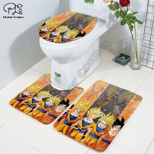 Anime 3D printed Bathroom Pedestal Rug Lid Toilet Cover Bath Mat Set drop shipping