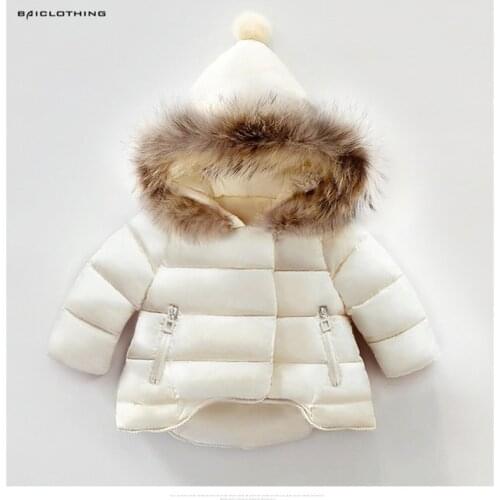 2019 New Baby Girls Boys Cotton Jackets Winter Kids Thickening Warm Hooded Children Outerwear Coat White Black Red