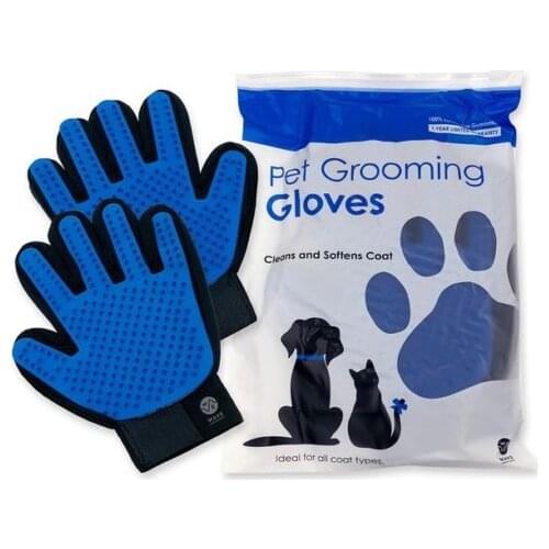 UPGRADED PAIR Pet Grooming Gloves Brush Dog Cat Fur Hair Removal Mitt Massage