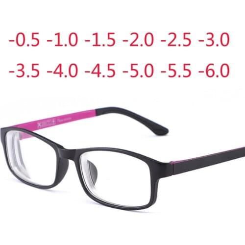Diopter -0.5 -1 -1.5 -2 -2.5 -3 -3.5 -4 -4.5 -5 -5.5 -6 Plastic Frame Finished Myopia Glasses Super Light Nearsighted Eyewear
