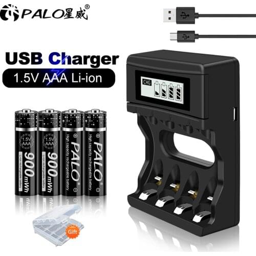 PALO 1.5V Li-ion AAA Rechargeable Battery 1.5V Batteries For Torch Toys Cock,MP3 Player,Replace,Batteries