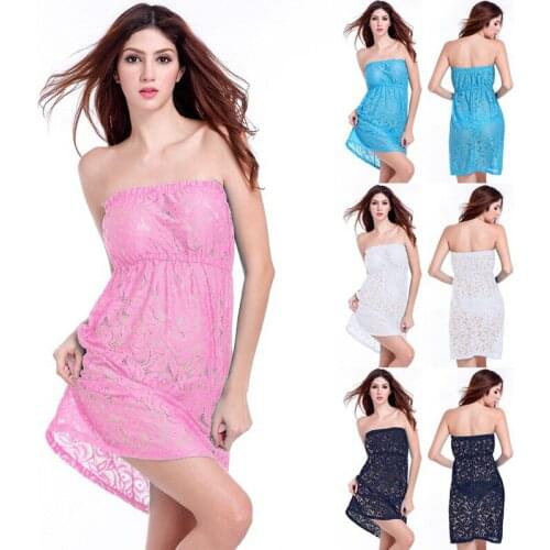 Beach Dress Cover Ups Swimsuit Swimming Sundress Lace Beachwear Wear Pareo Crotch Woman Girl Bikini Bathing Suit Clothing VB016