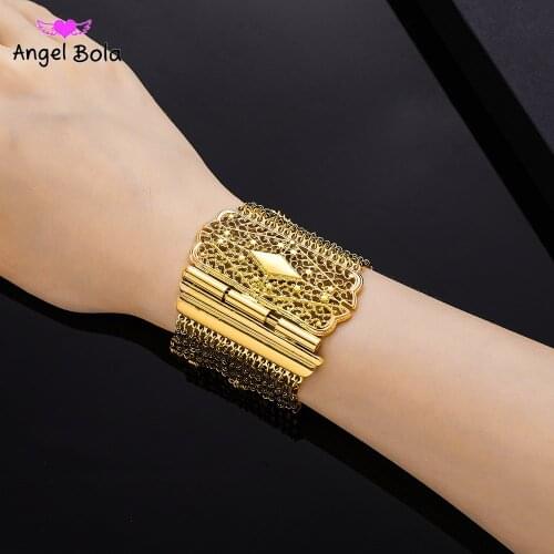 Hollow Wide Cuff Bracelets Muslim Islamic Bangles for Women Retro New Big Female Bangle Allah Arab Turkish Bracelet Jewelry