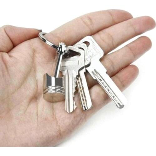 Engine Piston Key Ring Chain Keychain Keyfob Key Chain Wholesale Car Parts Silver Chrome Dropshipping Modification W8L0