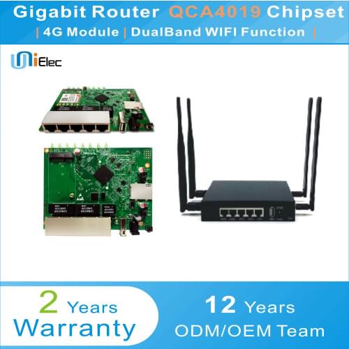 Qualcomm IPQ4019 Gigabit Dual band WIFI Router Wave2 AC1200 Firewall OpenWRT QSDK PCBA ODM OEM Custom Sim LTE 4G Router