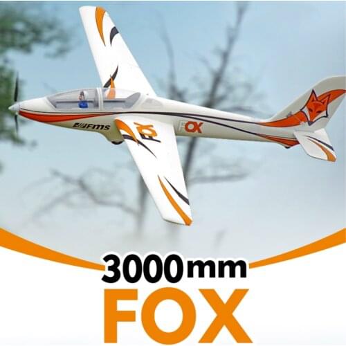 FMS RC Airplane Glider 3000mm 3m FOX with Flaps 5CH 6S EPO PNP Big Large Size Trainer Sailplane Hobby Model Plane Aircraft Avion
