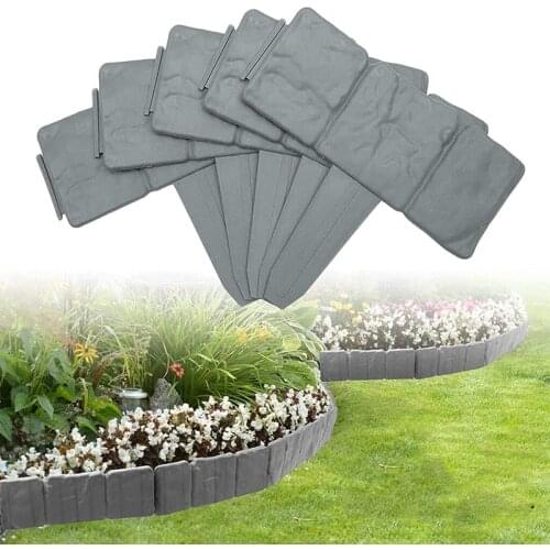 10pcs Garden Fence Border Folding Landscape Gray Flower Fence-Path Garden Edging Lawn Imitation Stone Fence Grounding Fence