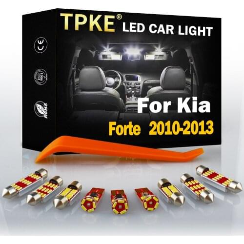 TPKE 8Pcs For 2010-2012 2013 Kia Forte Car Accessories White Interior LED Light Bulbs Package Kit T10 31MM Map Dome Trunk Lamp