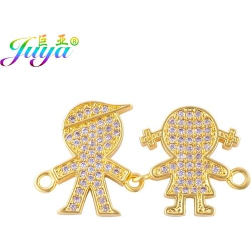 Juya DIY Bracelets Making Gold Figure Boy Girl Charm Connectors Accessories For Women Handmade Jewelry Making Supplies