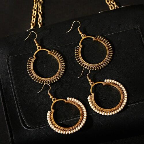 Womens Boho Ethnic Gold Color Round Earrings Femme Accessories Fashion Jewelry Earrings Gypsy Jewelry Oorbellen