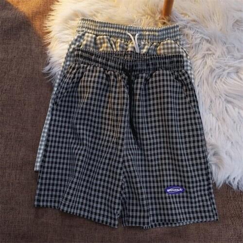 Harajuku Summer Shorts Women 2021 Trend Fashion Elastic Plaid Short Femme Y2k Aestheitc Baggy Bottoms Ladies Casual Outfits Soft