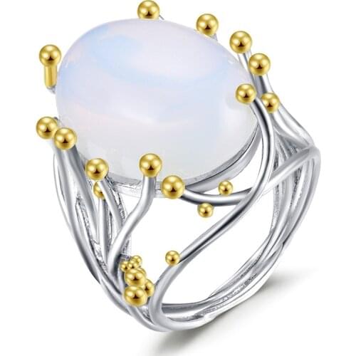 Vintage Silver Color Natural Moonstone Ring White Opal Vine Rings For Women Romantic Wedding Anniversary Jewelry Gift Wholesale