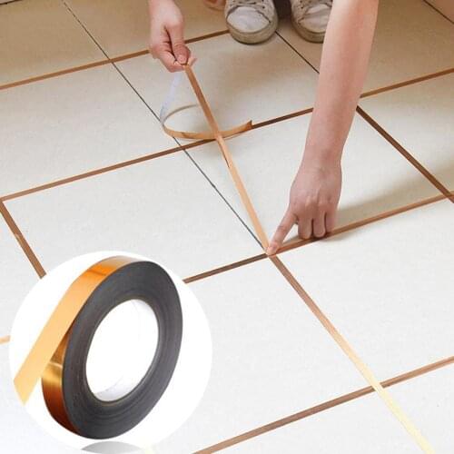 50m Gold Wall Tile Floor Sealing Tape Waterproof Strip Self Adhesive Sticker Strip Floor tile Seam Home Decor Decals Tools