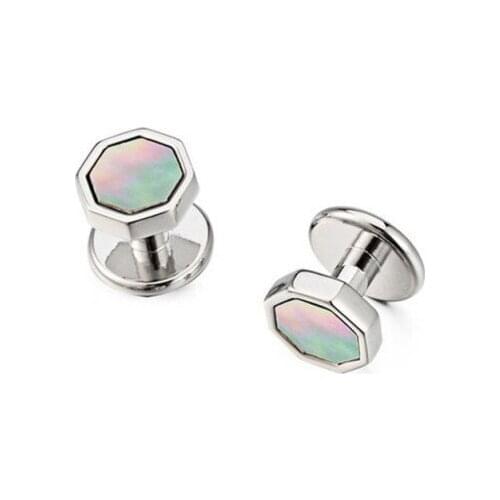 1Pair Noble Exquisite French Style Cufflinks Shirt Decor Shell Stone Metal Cufflinks Sleeve Pin For Men Mens Fashion Jewelry