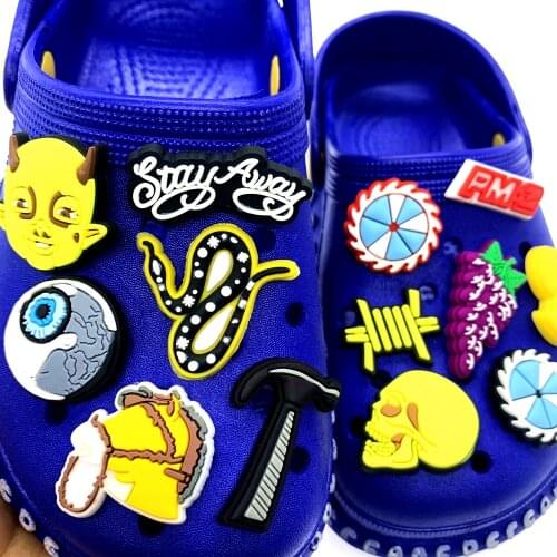 1PCS New Hot Selling Make Up Series Shoes Charms Cartoon Barber Equipment Silicone Button Accessories For BB Girls Gifts