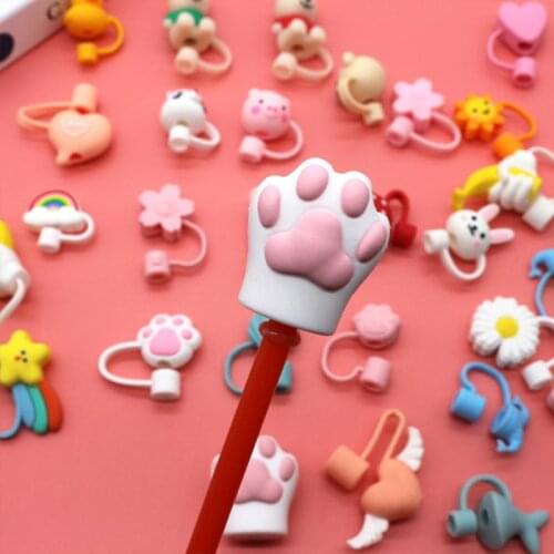 1 Pcs Silicone Straw Plug Reusable Airtight Drinking Dust Cap Cup Accessories Cartoon Plugs Tips Cover Suit For 6-8mm Straws