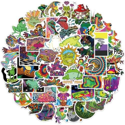 10/30/50PCS Psychedelic Cartoon Frog Graffiti Stickers Aesthetic Skateboard Fridge Guitar Laptop Motorcycle Travel Cool Sticker