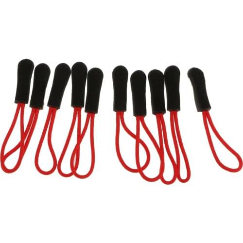 10pcs Zipper Pulls Replacement Zip Cord Puller Slider DIY Apparel Sewing Accessories for Jacket Backpack Luggage Suitcase -Red