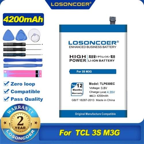 100% Original LOSONCOER 4200mAh TLP030EC Battery For TCL 3S M3G For UMI EMAX Mini 4G LTE Snapdragon 615 Octa Core 5.0" FHD 1920x