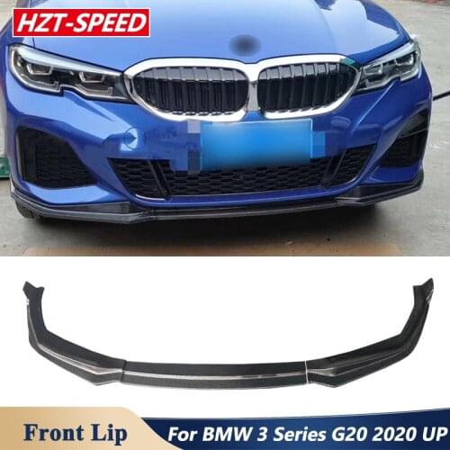 3 PCS MP Style Carbon Fiber Material Front Bumper Lip For BMW 3 Series G20 G28 Sport Car Tuning 2020 Up