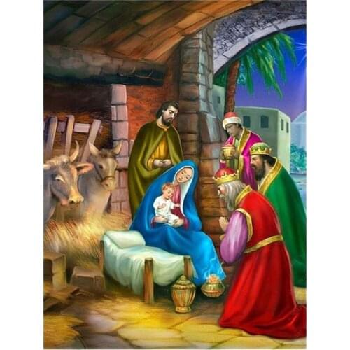 5D DIY Diamond Embroidery Painting Jesus Birth Full Square Drill Mosaic Religion Picture Of Rhinestone Handmade Gift