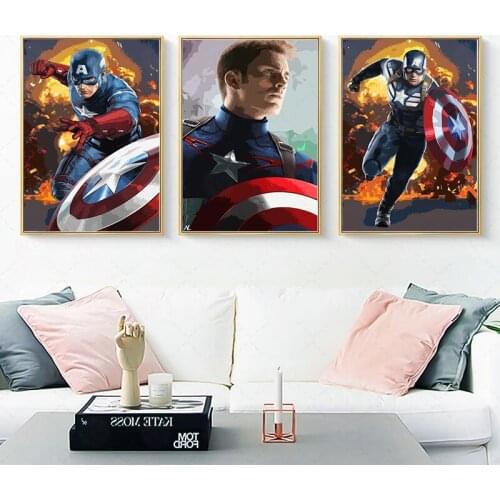 5D Diamond Painting Captain America Pop Art Illustration- Marvel Avengers Poster Superhero Wall Art Diamond Embroidery Mosaic