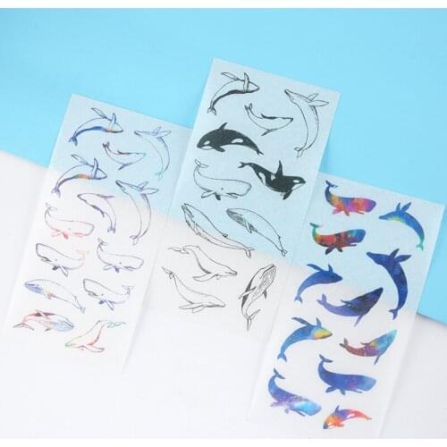 6Sheets/Set Colorful Sea Animals Decoration Scrapbooking Stickers Transparent PVC Stationery Planner Stickers
