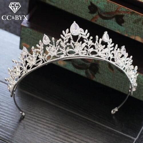 CC wedding jewelry crowns tiaras hairbands shine cubic zircon engagement hair accessories for bridal forest leaf fashion xy395