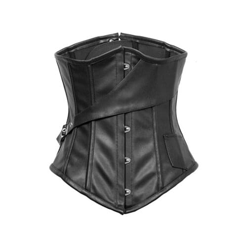 Black Steampunk Leather Steel Bones Underbust Corset Lace up Overbust Bodyshaper Women Waist Corsets and Bustiers Costumes