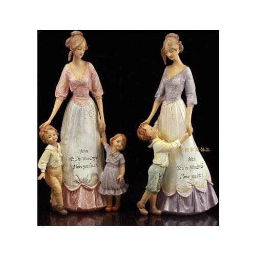 Childrens affection mother son warm mother and children European retro craft gifts decorative home decoration Statues