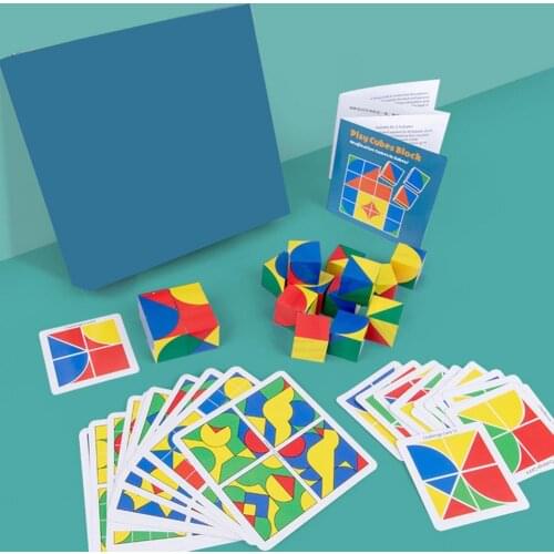 Kids Wooden Building Block Multicolor Space Thinking Educational Cube Toy Gift