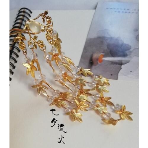 Antiquity Maple leaf Shake Hairpin Hair Comb Hair Stick for Kimono Geisha Hanfu Super fairy Step shake Handwork Kanzashi Cosplay