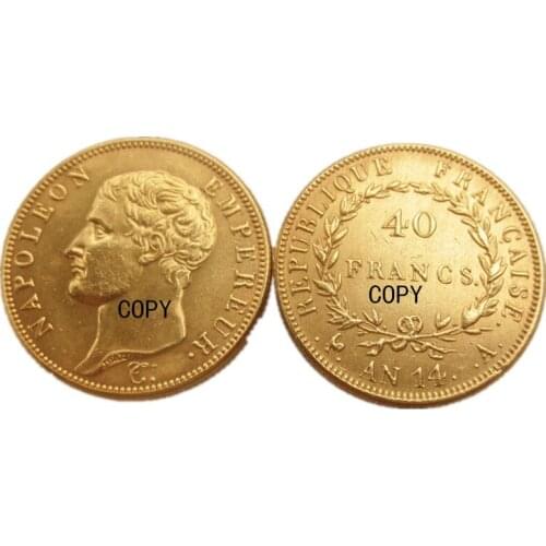 France 40 Francs AN13A AN14A 2PCS Gold Plated Copy Coin