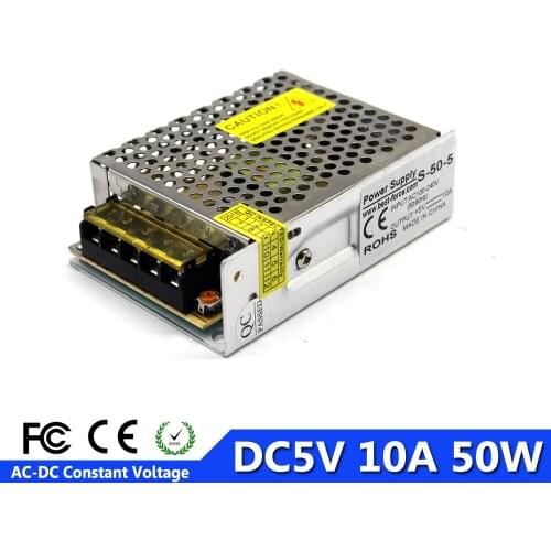 AC 100V 220V To DC 5V Voltage Transformer 10 A 50W Switch Power Supply for Led Strip LED Display Billboard Industrial Equipment