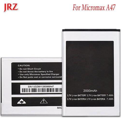 JRZ 3.7V 2000mAh High Quality battery For Micromax A47 phone Replacement Batteries Bateria For Micromax A47