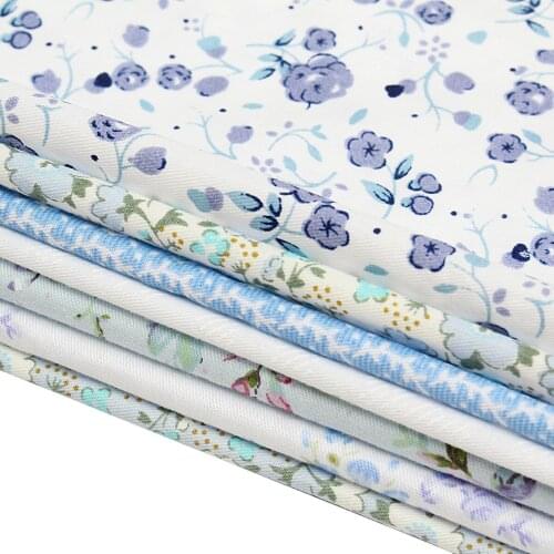 JX-LCLYL 7pcs 25*25cm Florals Sew Cotton Fabric Fat Quarters Gingham Quilt DIY HandCraft