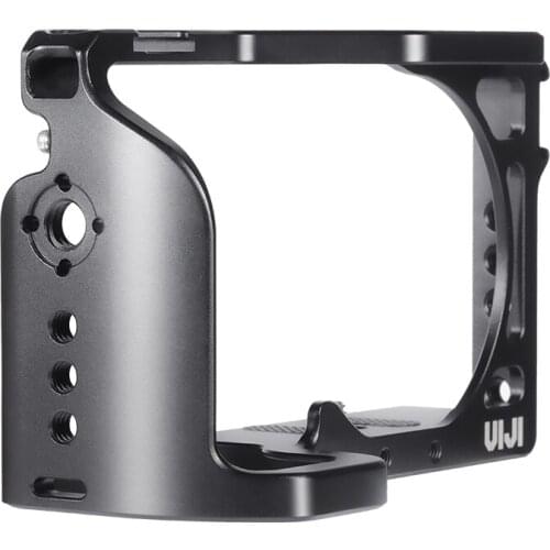 VIJI Vlog Camera Cage for Sony A6600 with 1/4 3/8 Thread Hole to LED Light Aluminum Protective Cage to Microphone W Top Handle