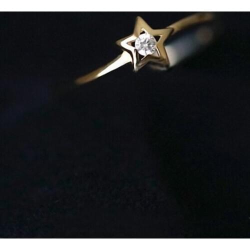 DANS ELEMENT Rings For Women Romantic Thin Star Delicate AAA Zircon Yellow Color Engagement Gift Fashion Jewelry DEKCR705