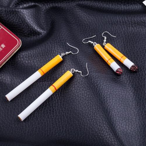Creative cigarette earrings personality hip-hop funny fun long cigarette butt earrings men women earrings jewelry party gifts