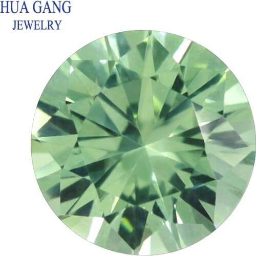73# Green Stone Corundum Synthetic Gems Round Brilliant Cut Beads For Jewelry Making 0.8-8mm AAAAA Quality