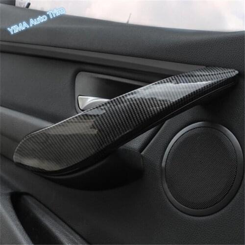 Lapetus Auto Styling Inner Car Door Handle Strip Cover Trim Carbon Fiber ABS Fit For BMW 3 Series F30 316i 320i 328i 2014 - 2018
