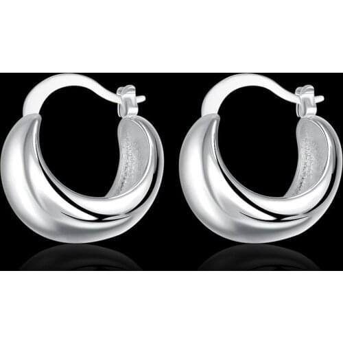 Hot charm 925 Sterling Silver Smooth round Earrings for Women Fashion Birthday Gifts classic party wedding Jewelry