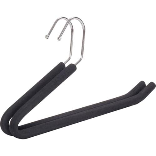 Metal Pants Hanger Hook with Black Rubber Coated Slacks Hanger Rack For Trousers Organizer Garment Store Pants Display Hanger