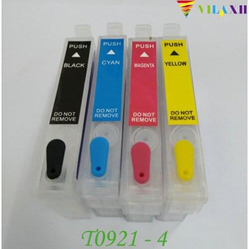 Vilaxh T0921 Refillable Ink cartridge For Epson T0921 - T0924 Stylus CX4300 TX117 T26 T27 TX106 TX119 TX109 C91 C51 Printer