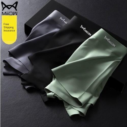 MiiOW Mens Underwear Mens Modal New Traceless Antibacterial Flat Pants Large Size Breathable Mens Four Legged Pants