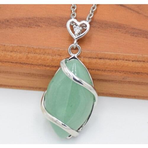 Natural Purple Crystal Lapis lazuli Rose Pink Quartzs Onyx Tiger Eye Stone Heart Horse Eye Shape Marquise Bead Necklace Pendants