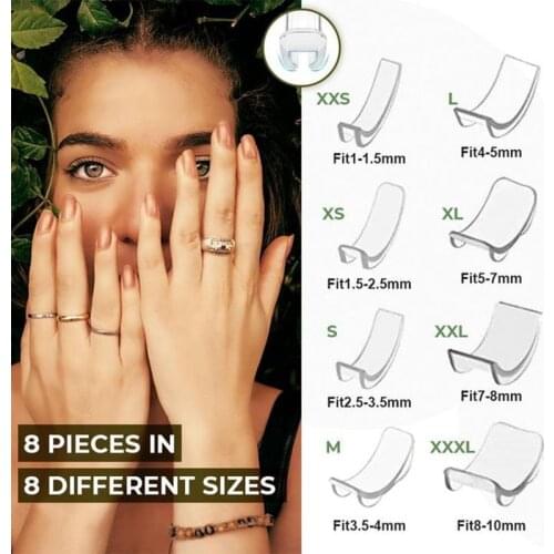 Invisible Ring Re-sizer 8PCS Ring Size Adjuster Narrow Rings Silicone Clear Ring Size Adjustment Cushion XXS-3XL Fit Any Rings