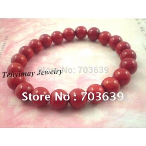 Wholesale 12pcs 8mm Natural Red Coral Bead Bracelets, Fashion Coral Jewelry Free Shipping