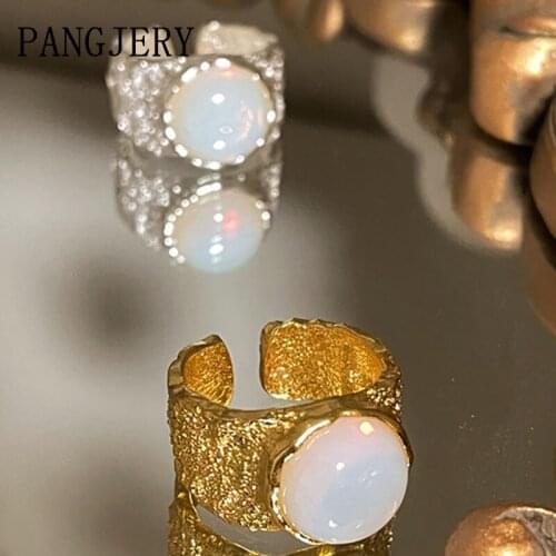 PANGJERY 925 Sterling Silver Opening Rings for Women INS Fashion Temperament Luxury Gem Geometric Wedding Fine Jewelry Gifts